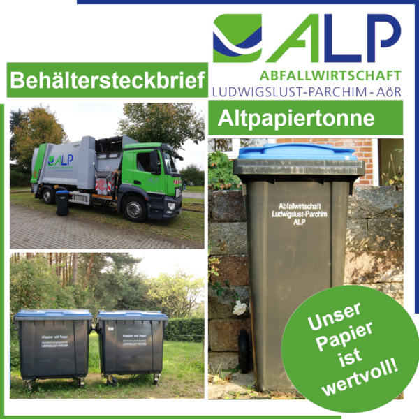 Bild vergrößern: Behltersteckbrief Altpapiertonne